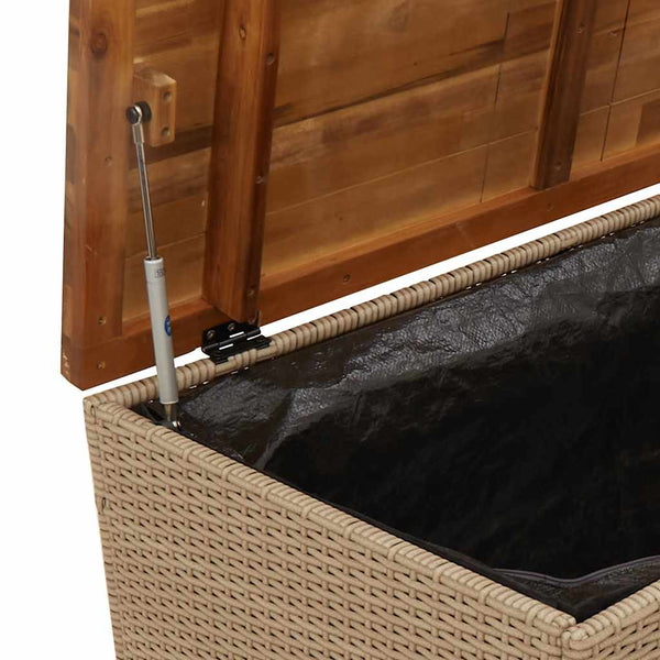 Gartentruhe Beige 110 cm Poly Rattan