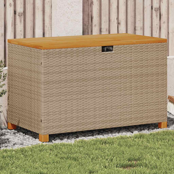 Gartentruhe Beige 110 cm Poly Rattan