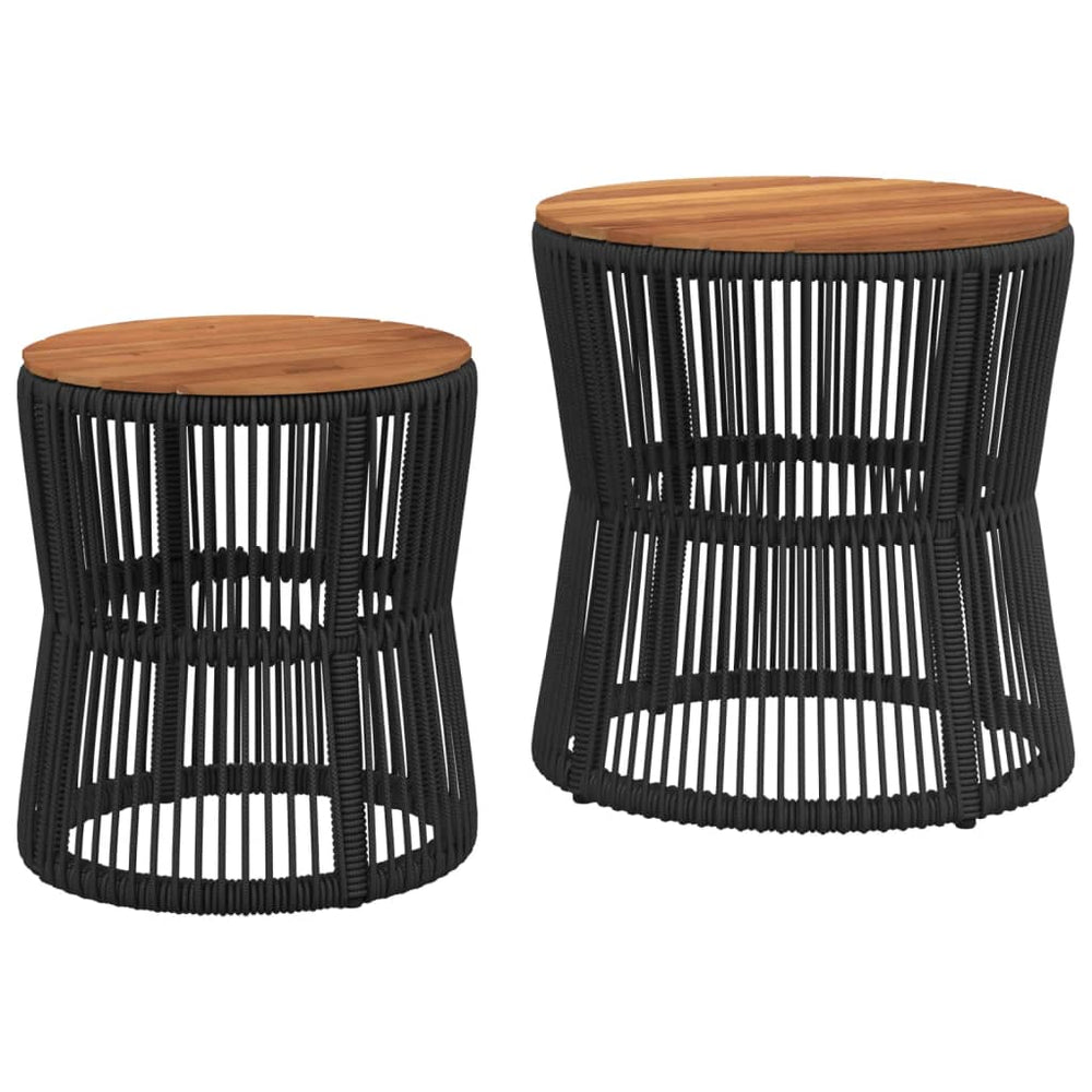 Garten Beistelltische 2er Set Poly Rattan Schwarz