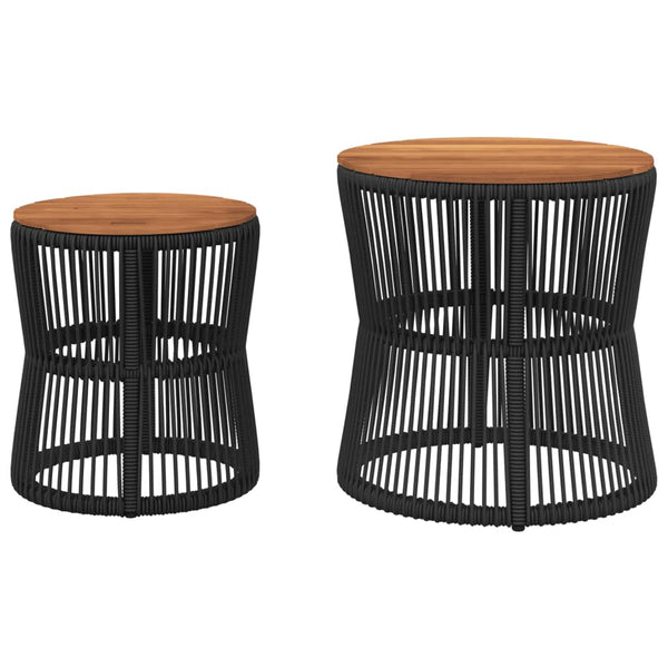 Garten Beistelltische 2er Set Poly Rattan Schwarz