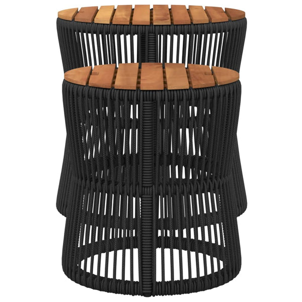 Garten Beistelltische 2er Set Poly Rattan Schwarz