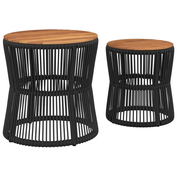 Garten Beistelltische 2er Set Poly Rattan Schwarz