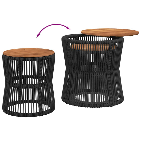 Garten Beistelltische 2er Set Poly Rattan Schwarz