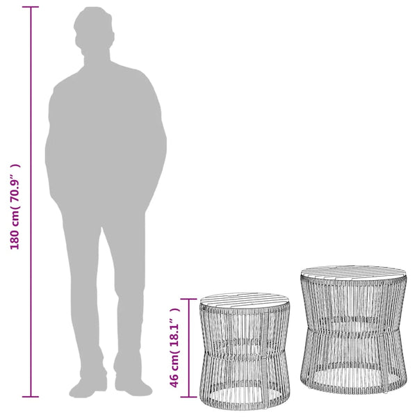 Garten Beistelltische 2er Set Poly Rattan Schwarz