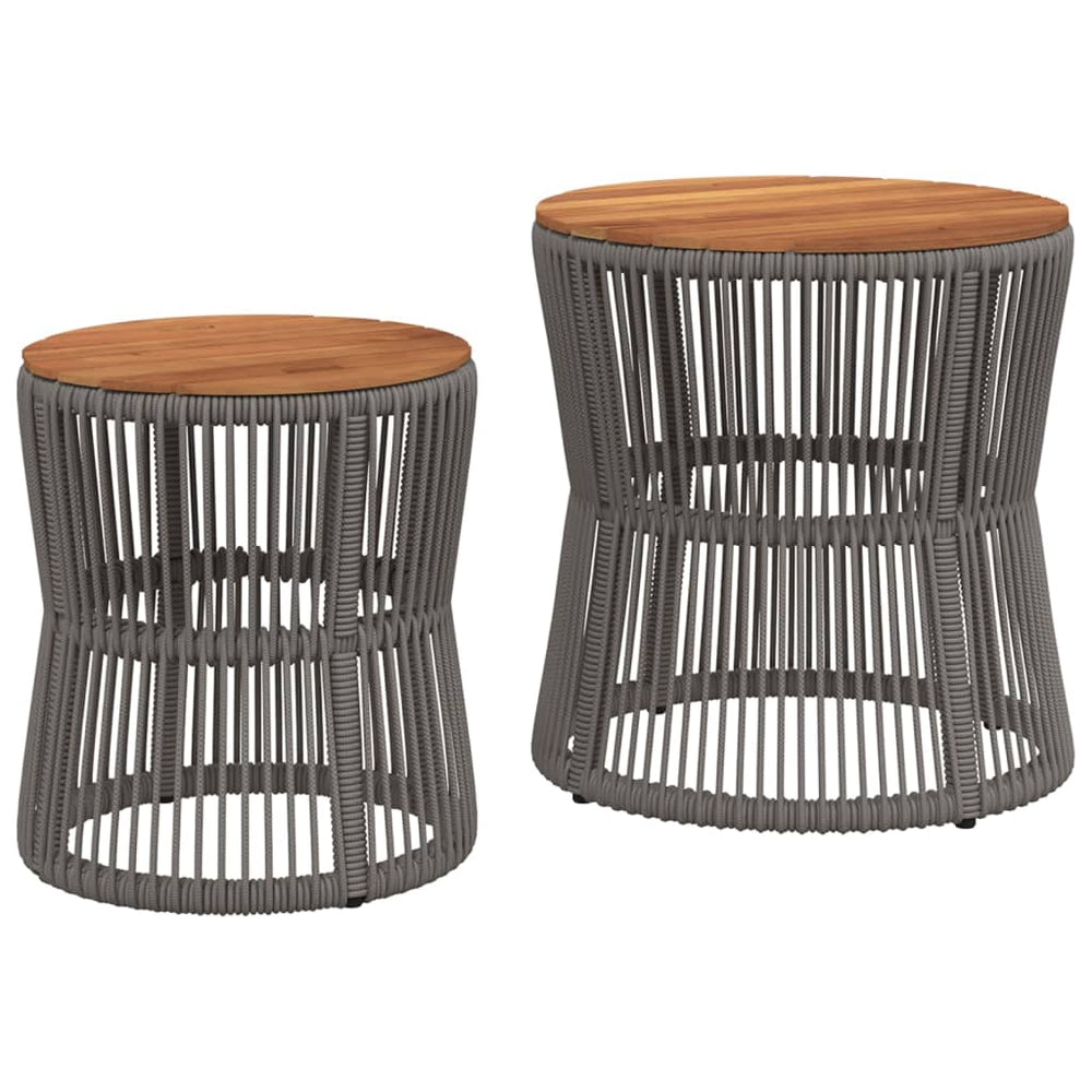 Garten Beistelltische 2er Set Grau Rattan
