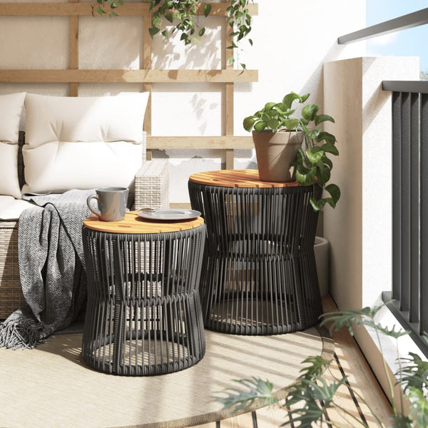 Garten Beistelltische 2er Set Grau Rattan