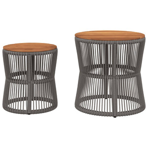 Garten Beistelltische 2er Set Grau Rattan