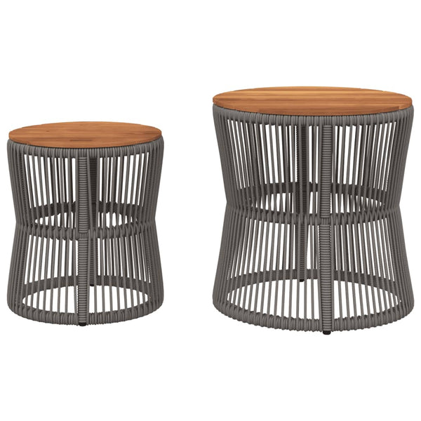 Garten Beistelltische 2er Set Grau Rattan