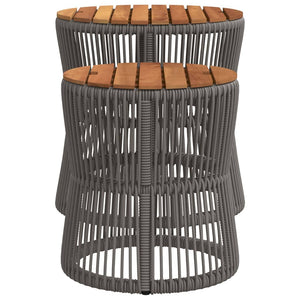 Garten Beistelltische 2er Set Grau Rattan