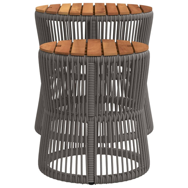 Garten Beistelltische 2er Set Grau Rattan