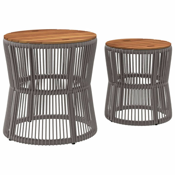 Garten Beistelltische 2er Set Grau Rattan