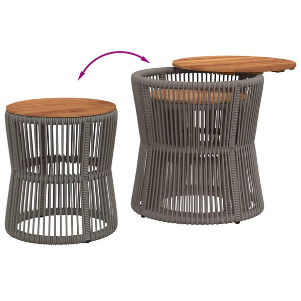 Garten Beistelltische 2er Set Grau Rattan