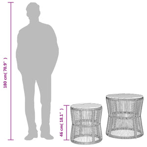 Garten Beistelltische 2er Set Grau Rattan