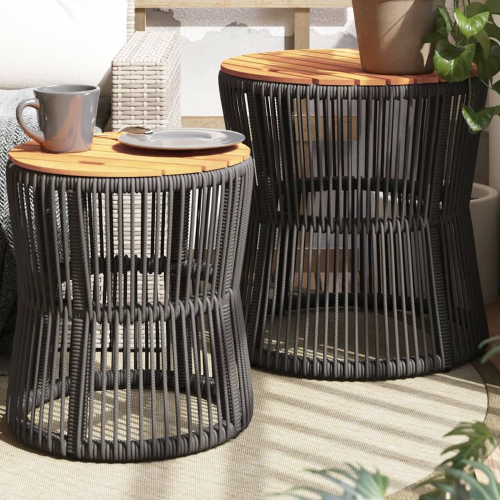 Garten Beistelltische 2er Set Grau Rattan