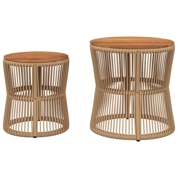 Garten Beistelltische 2er Set Beige Poly Rattan