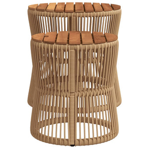Garten Beistelltische 2er Set Beige Poly Rattan