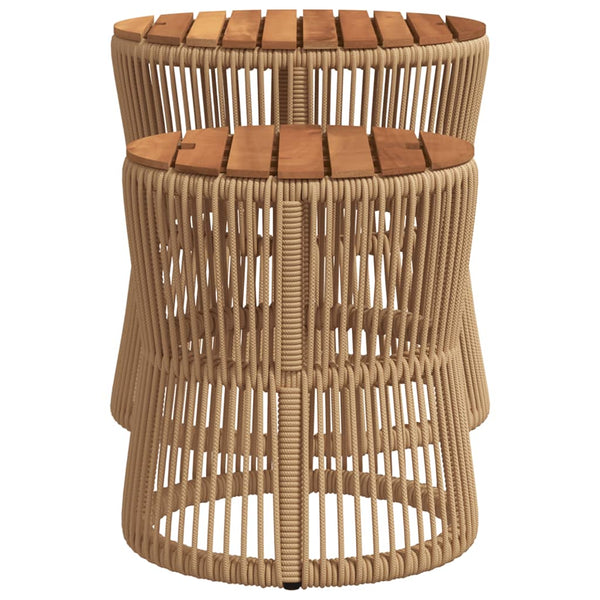 Garten Beistelltische 2er Set Beige Poly Rattan
