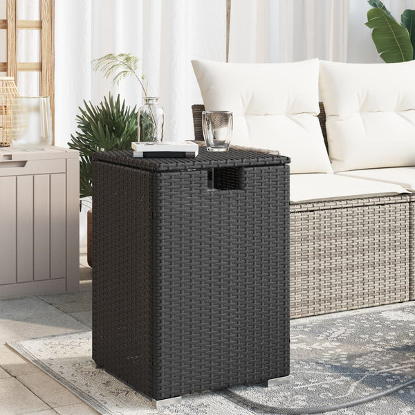 Propan Tank Verstecktisch Schwarz Poly Rattan