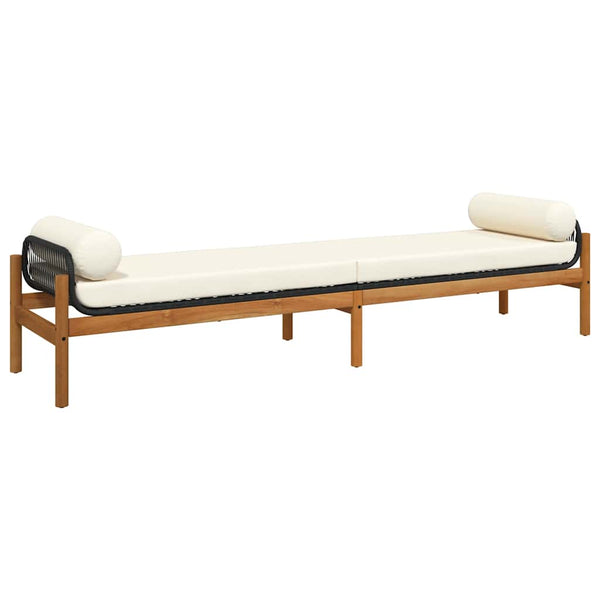 Gartenbank Schwarz Poly Rattan mit Kissen