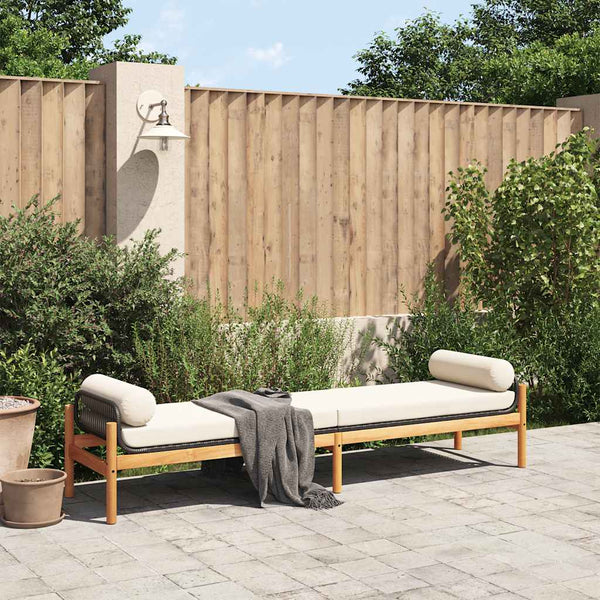 Gartenbank Schwarz Poly Rattan mit Kissen