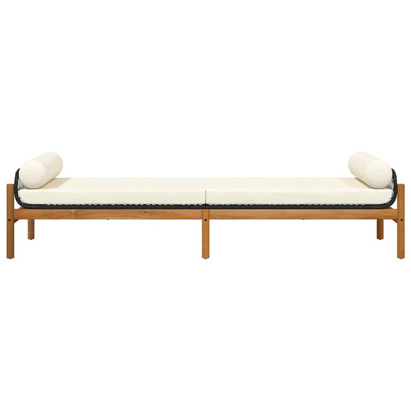 Gartenbank Schwarz Poly Rattan mit Kissen