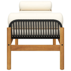 Gartenbank Schwarz Poly Rattan mit Kissen