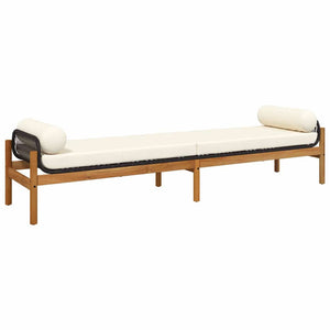 Gartenbank Schwarz Poly Rattan mit Kissen
