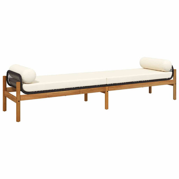 Gartenbank Schwarz Poly Rattan mit Kissen