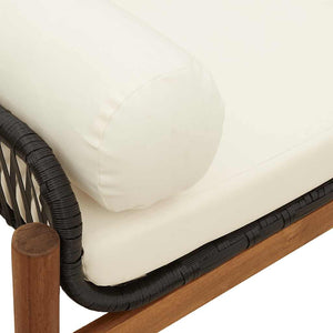 Gartenbank Schwarz Poly Rattan mit Kissen