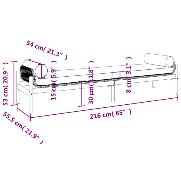 Gartenbank Schwarz Poly Rattan mit Kissen