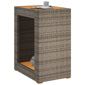 Garten Beistelltisch Grau Poly Rattan Holzplatte 60x40cm