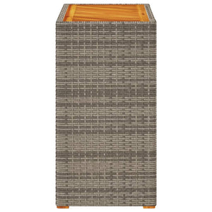 Garten Beistelltisch Grau Poly Rattan Holzplatte 60x40cm