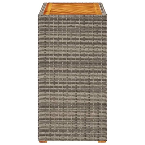 Garten Beistelltisch Grau Poly Rattan Holzplatte 60x40cm
