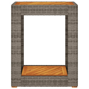 Garten Beistelltisch Grau Poly Rattan Holzplatte 60x40cm