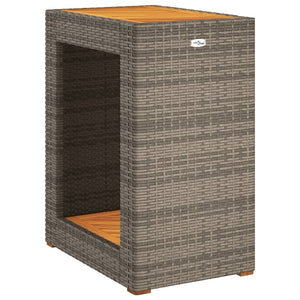 Garten Beistelltisch Grau Poly Rattan Holzplatte 60x40cm