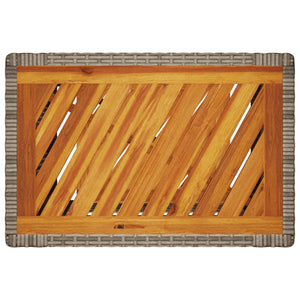 Garten Beistelltisch Grau Poly Rattan Holzplatte 60x40cm