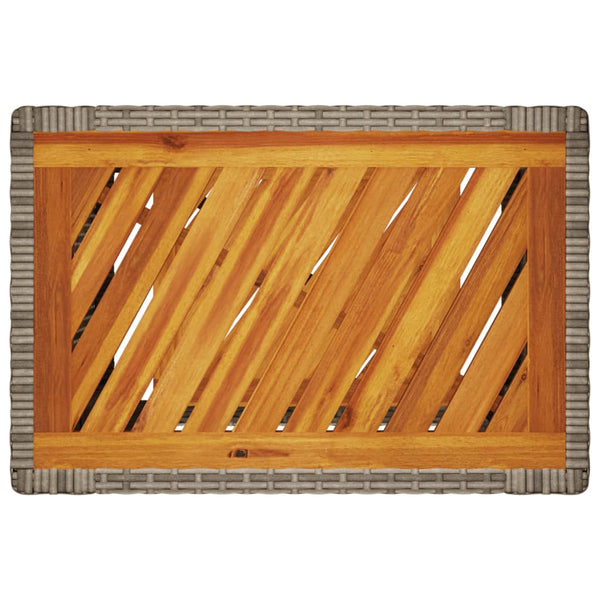 Garten Beistelltisch Grau Poly Rattan Holzplatte 60x40cm