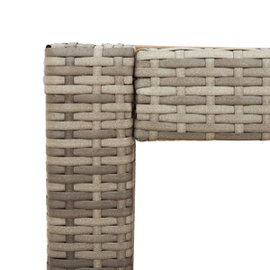 Garten Beistelltisch Grau Poly Rattan Holzplatte 60x40cm