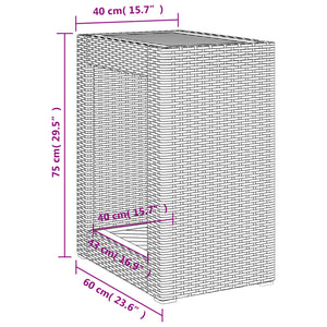 Garten Beistelltisch Grau Poly Rattan Holzplatte 60x40cm