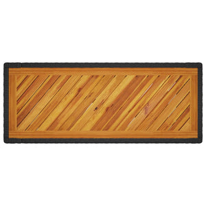 Garten Beistelltisch Schwarz Poly Rattan Holzplatte
