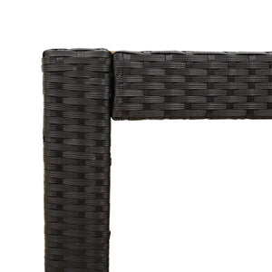 Garten Beistelltisch Schwarz Poly Rattan Holzplatte