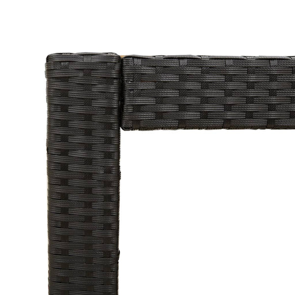 Garten Beistelltisch Schwarz Poly Rattan Holzplatte