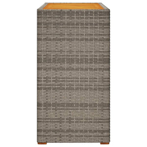 Garten Beistelltisch Grau Poly Rattan Holzplatte