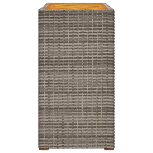 Garten Beistelltisch Grau Poly Rattan Holzplatte