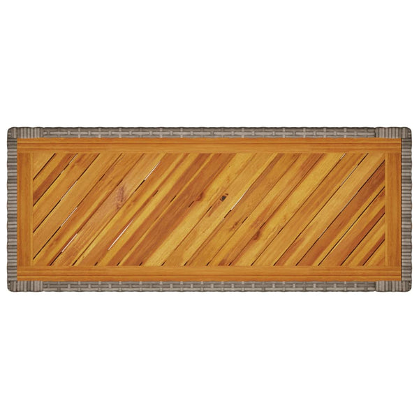 Garten Beistelltisch Grau Poly Rattan Holzplatte