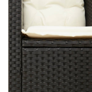 3-tlg Bistro Set Schwarz Poly Rattan Akazienholz
