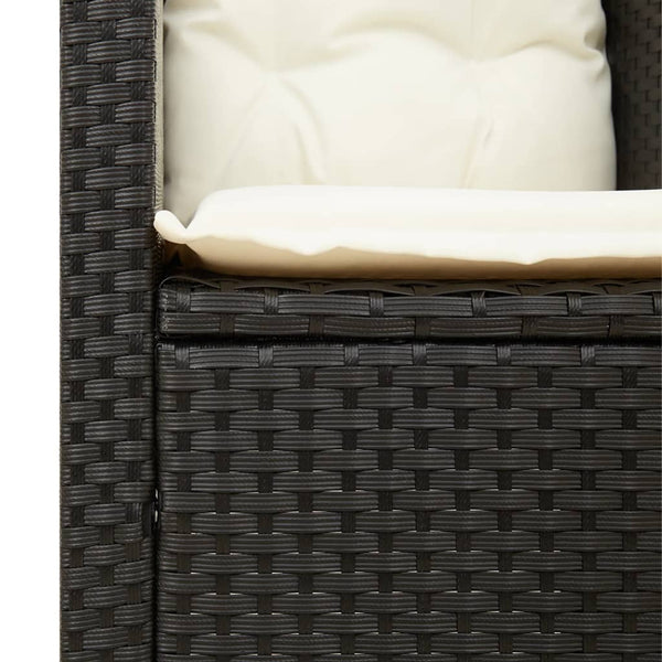 3-tlg Bistro Set Schwarz Poly Rattan Akazienholz