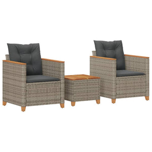 3-tlg. Bistro Set Grau mit Kissen