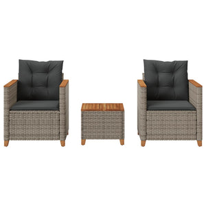 3-tlg. Bistro Set Grau mit Kissen