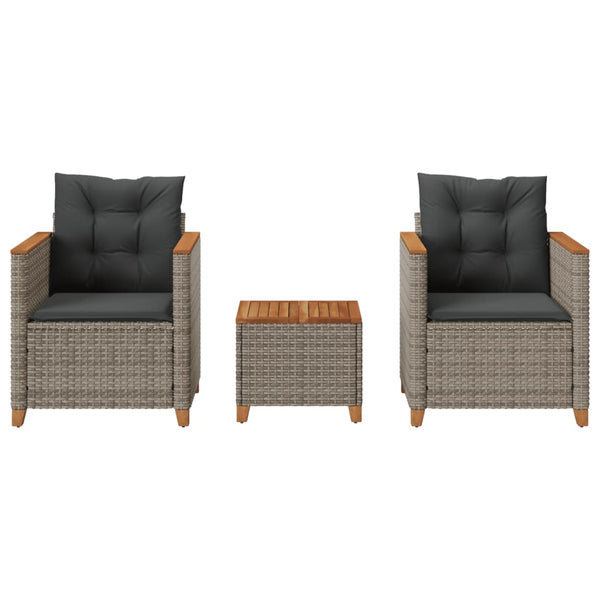 3-tlg. Bistro Set Grau mit Kissen